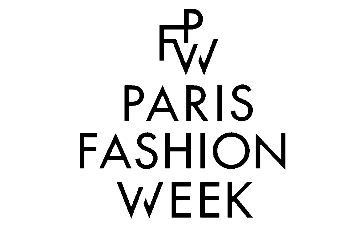 Logo of Paris Fashion Week with stylized letters PFW stacked above the words Paris Fashion Week in black text on white background.